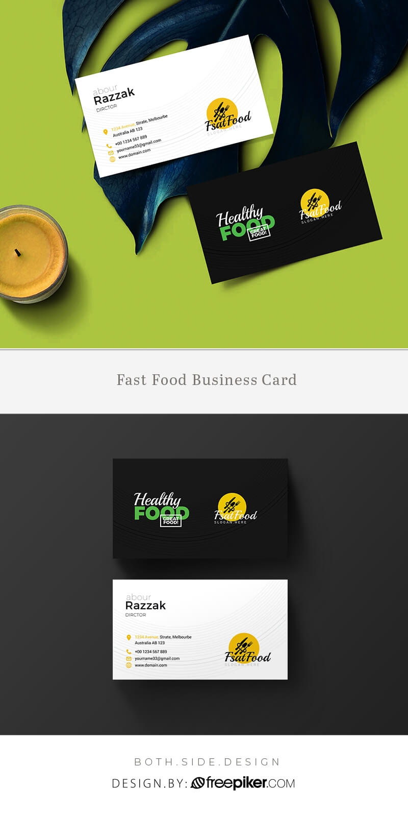 Freepiker | Food And Restaurant Business Card Template With Food Business Cards Templates Free