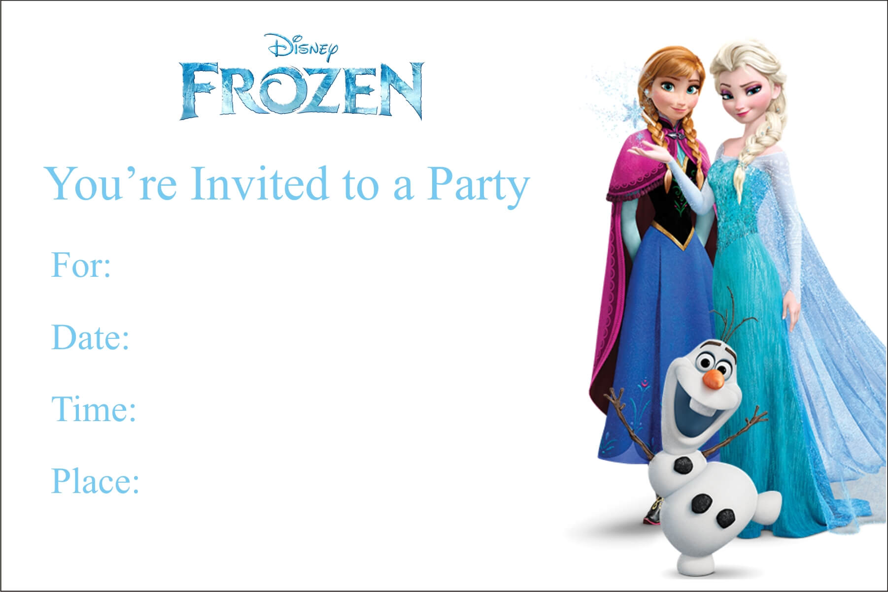 Frozen Free Printable Birthday Party Invitation Personalized With Regard To Frozen Birthday Card Template