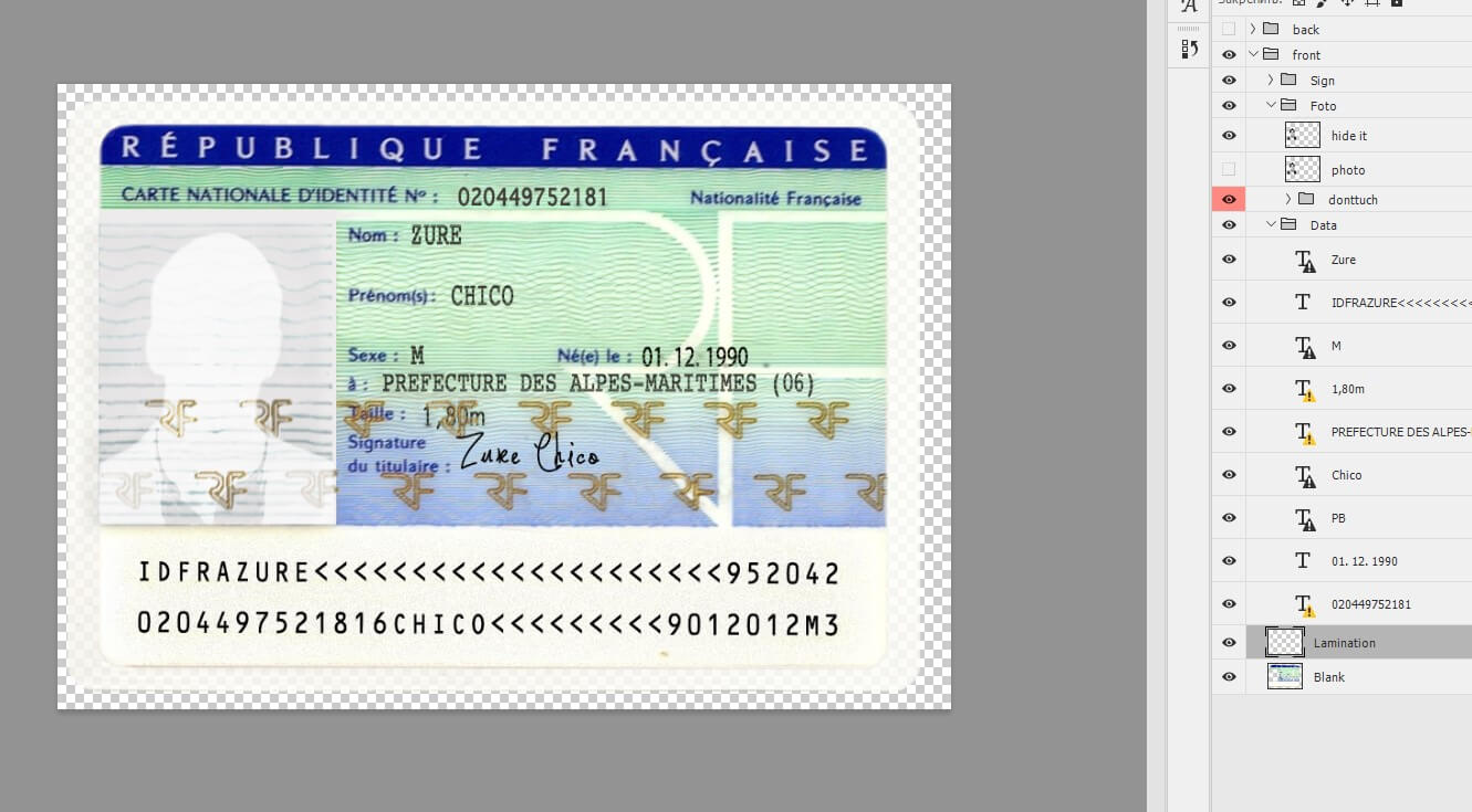 Full Identity Card France [Fra] | Link For Free Download Psd Pertaining To French Id Card Template