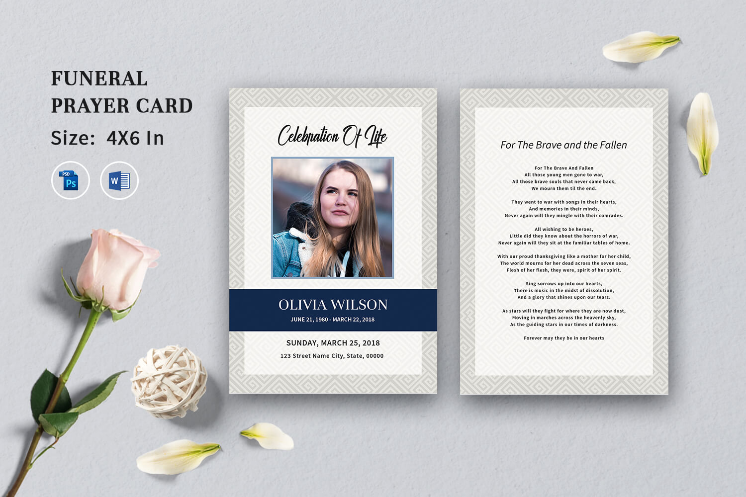 Funeral Prayer Card Template, Ms Word & Photoshop Template Intended For Prayer Card Template For Word