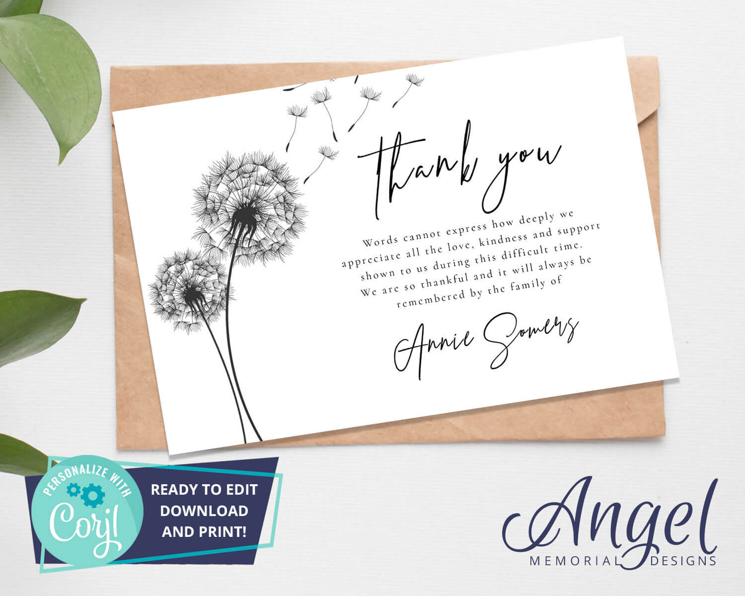 Funeral Thank You Card – Printable Funeral Template | Funeral Printables |  Funeral Acknowledgement Card | Editable Thank You Card | Ds002 Inside Sympathy Thank You Card Template