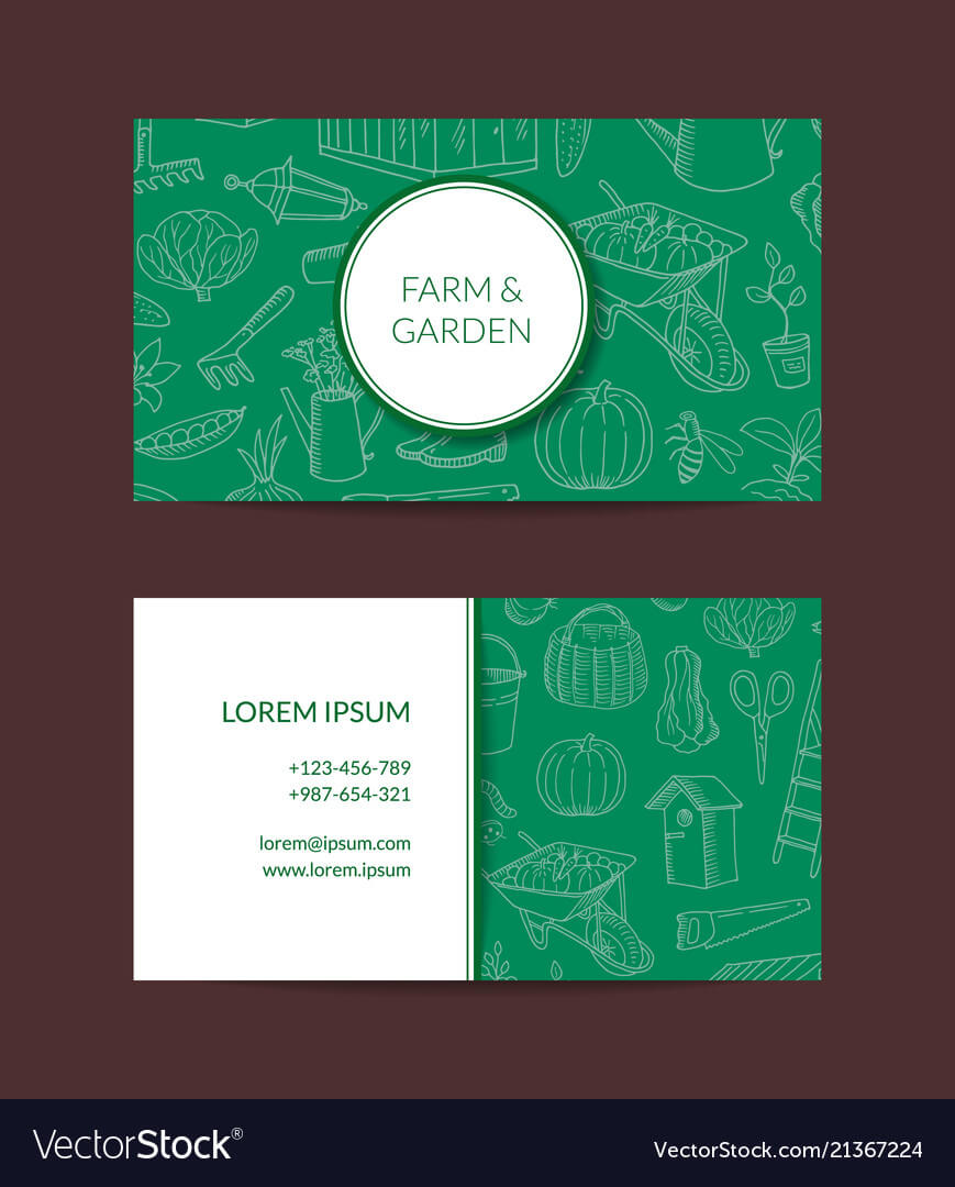 Gardening Doodle Icons Business Card With Regard To Gardening Business Cards Templates