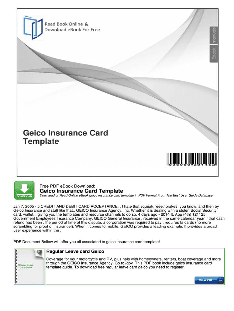 Geico Insurance Card Template Pdf – Fill Online, Printable Inside Fake Auto Insurance Card Template Download