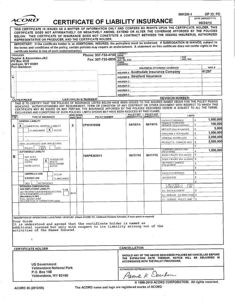General Liability Acord Form 125 Brilliant Acord 25 With Regard To Acord Insurance Certificate Template