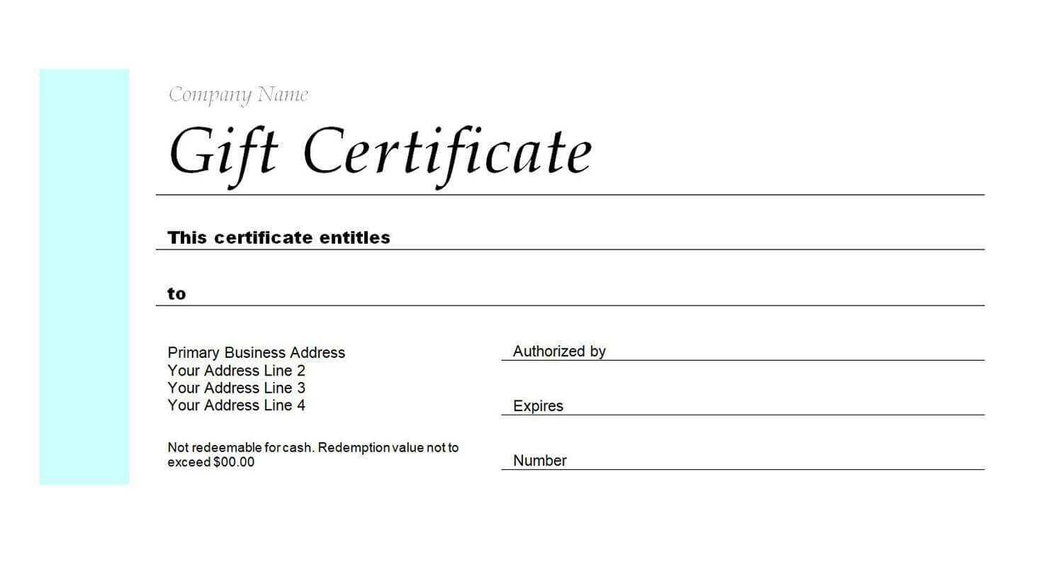 Generic Gift Certificate Template Free In Generic Certificate Template
