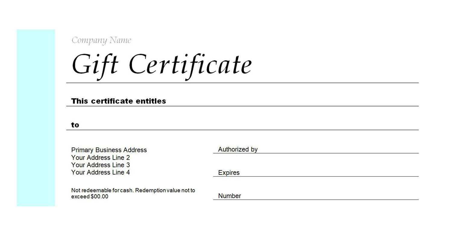 Generic Gift Certificate Template Free In Generic Certificate Template