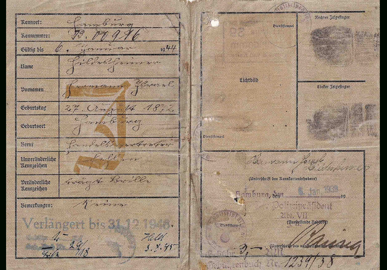 German Special Issued Id's For Jews – Our Passports Inside World War 2 Identity Card Template