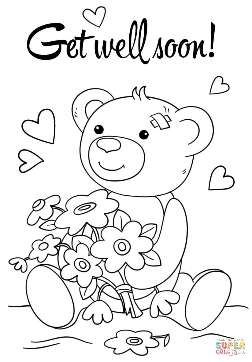 Get Well Soon Cute Coloring Pages – Kaigobank Pertaining To Get Well Soon Card Template