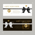 Gift Card Or Gift Voucher Template. Black And White Bows And.. For Black And White Gift Certificate Template Free