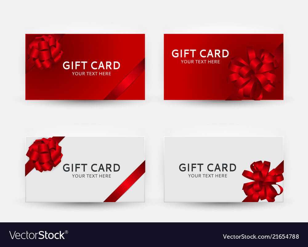 Gift Card Template Collection Set With Bow And With Gift Card Template Illustrator