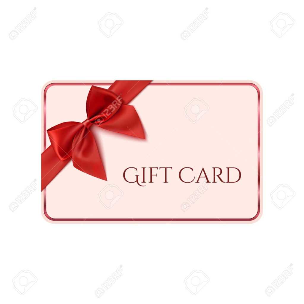 Gift Card Template With Red Ribbon And A Bow. Vector Illustration ...