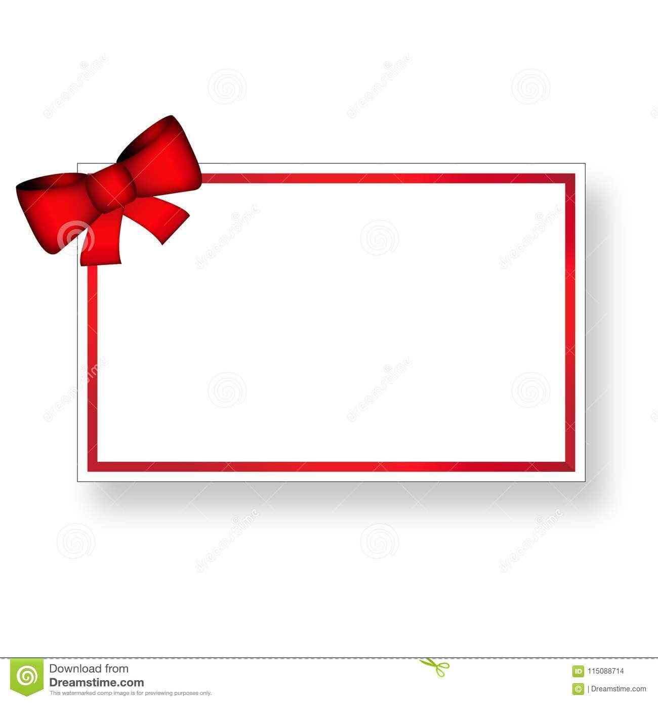 Gift Card Template With Ribbon And Red Bow Stock Vector Within Present Card Template