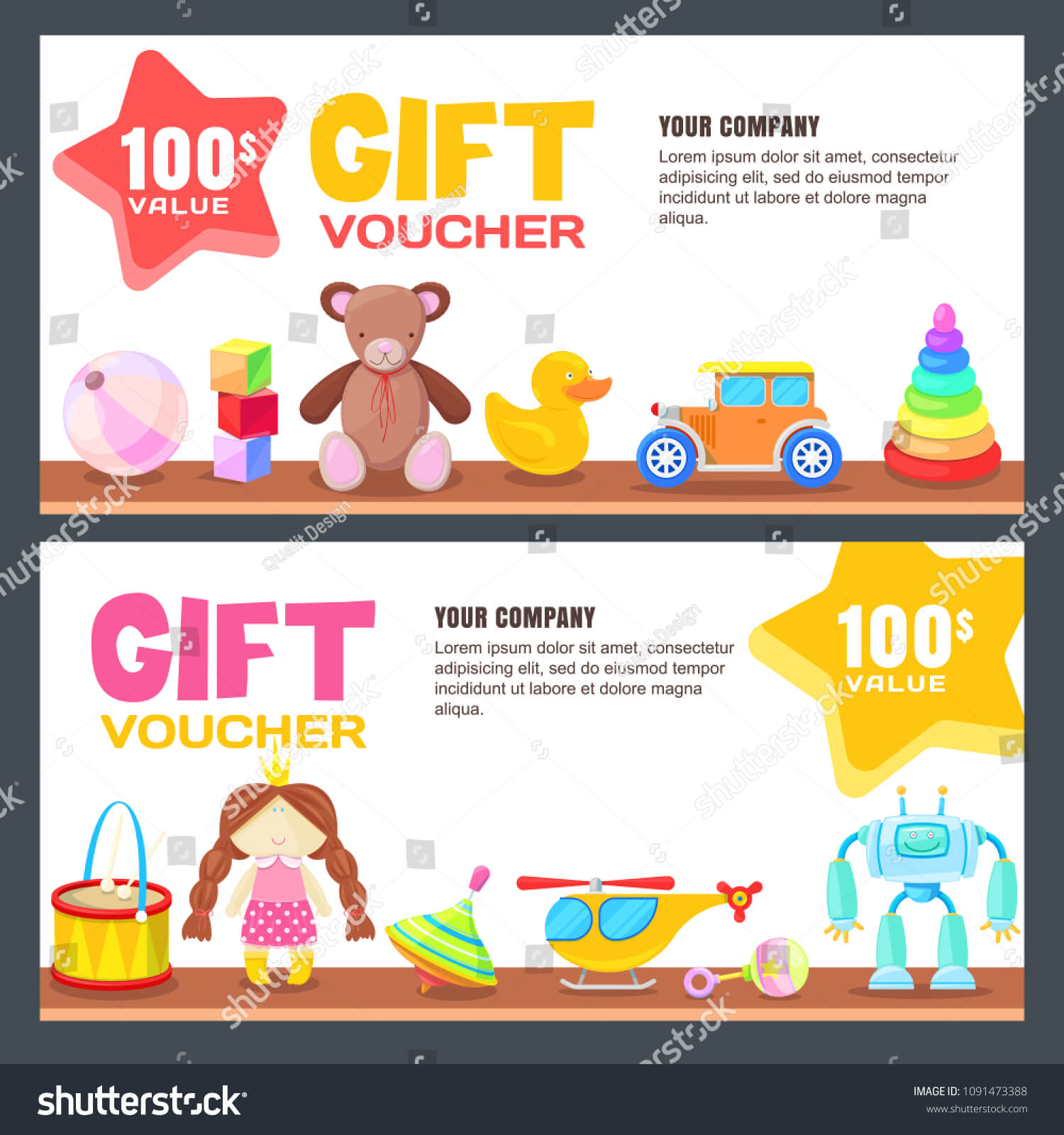 Gift Card Voucher Certificate Coupon Vector Stock Image In Kids Gift Certificate Template