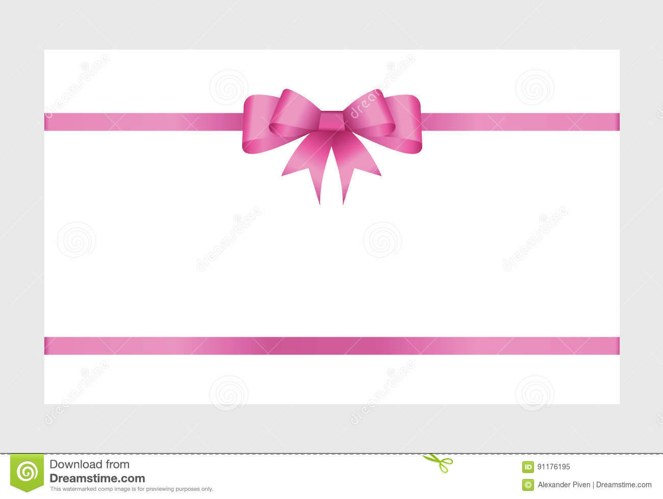 Gift Card With Pink Ribbon And A Bow Stock Vector Intended For Pink Gift Certificate Template