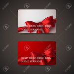 Gift Cards With Red Bow And Ribbon. Vector Illustration. Gift Or Credit  Card Design Template With Gift Card Template Illustrator