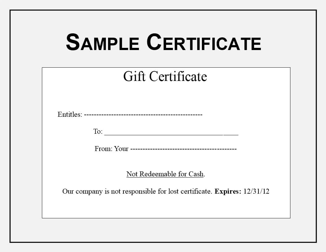 Gift Certificate Sample | Templates At Allbusinesstemplates For Sales Certificate Template