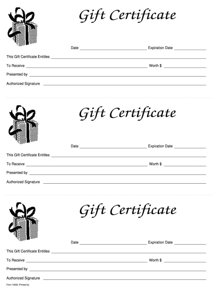 Gift Certificate Template Free – Fill Online, Printable In With Black And White Gift Certificate Template Free