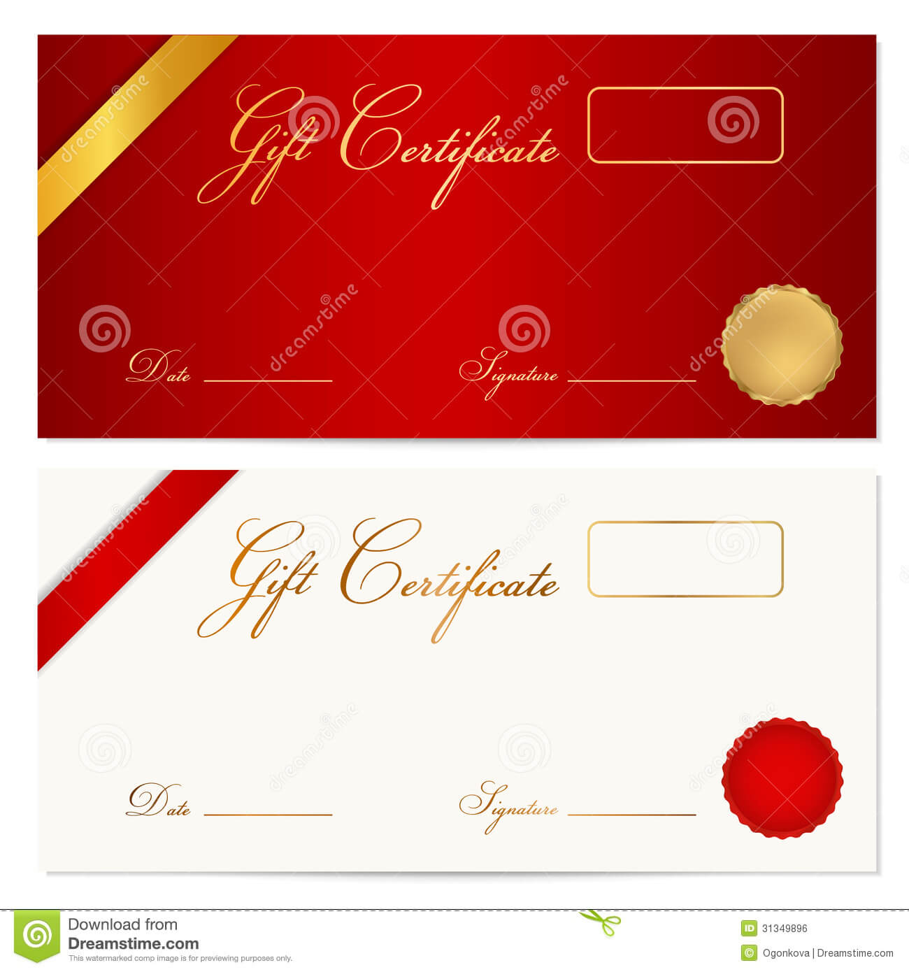 Gift Certificate (Voucher) Template. Wax Seal Stock Vector Intended For Graduation Gift Certificate Template Free