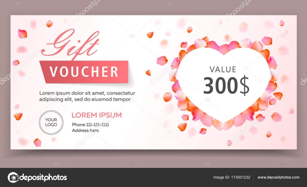 Gift Voucher, Certificate Or Coupon Template For Valentines Within Spa Day Gift Certificate Template