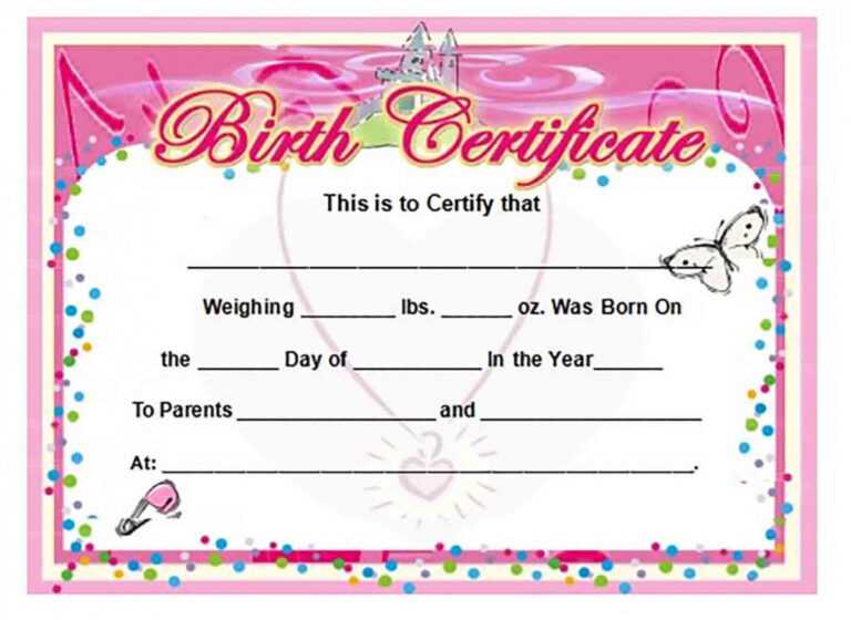 Girl Birth Certificate Template