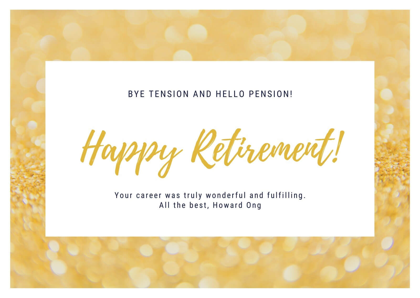 Gold And White Retirement Card - Templatescanva In Retirement Card Template