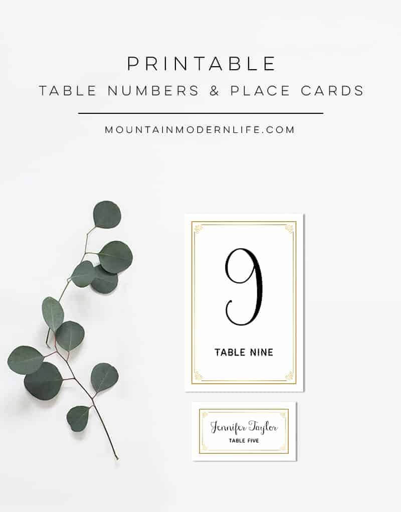 Gold Diy Table Numbers And Place Cards Intended For Table Number Cards Template