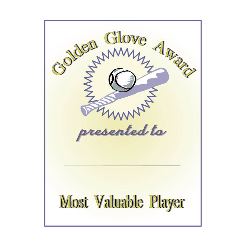 Golden Glove Award Certificate Regarding Softball Award Certificate Template