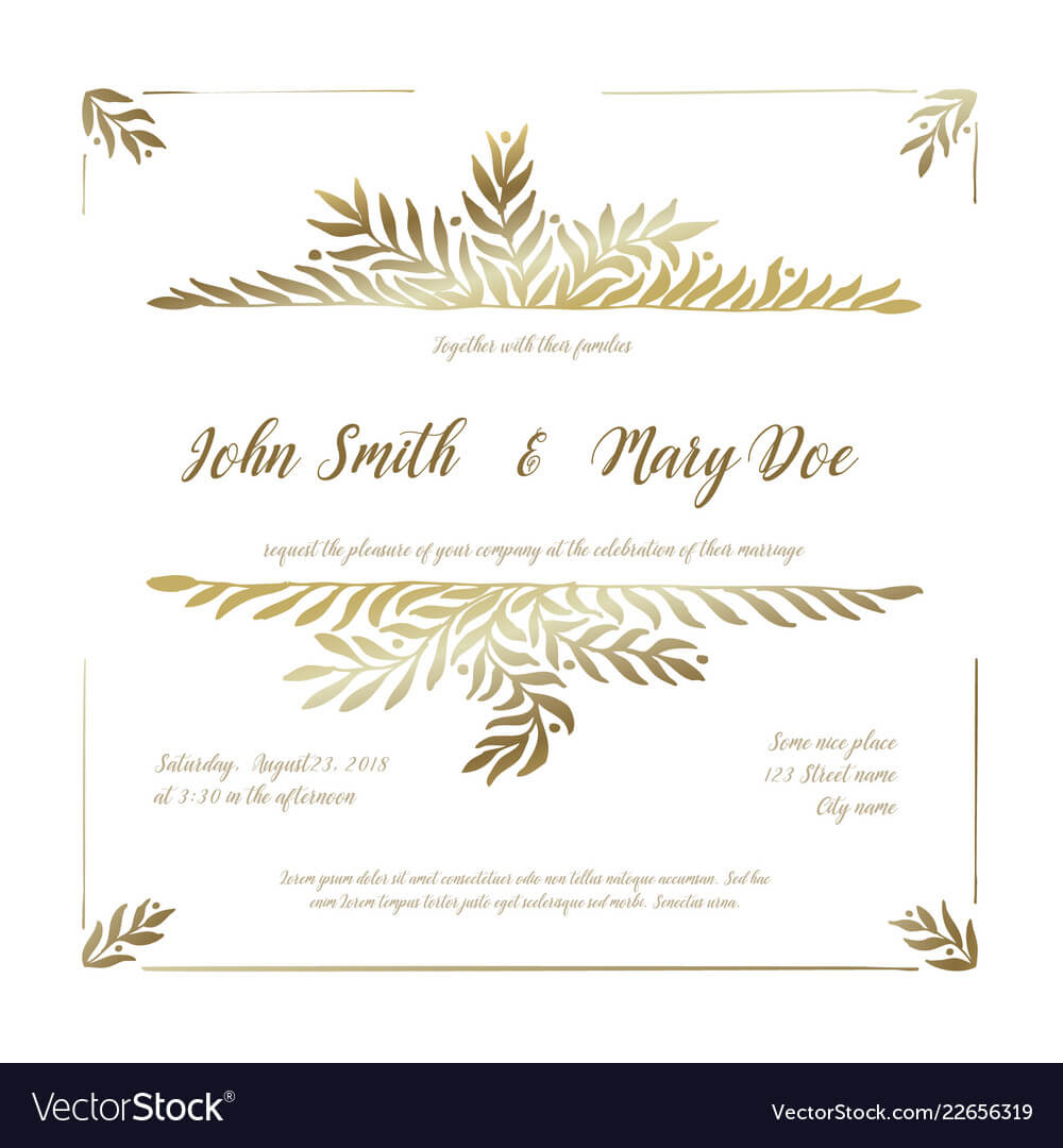 Golden Wedding Invitation Card Template With Regard To Sample Wedding Invitation Cards Templates