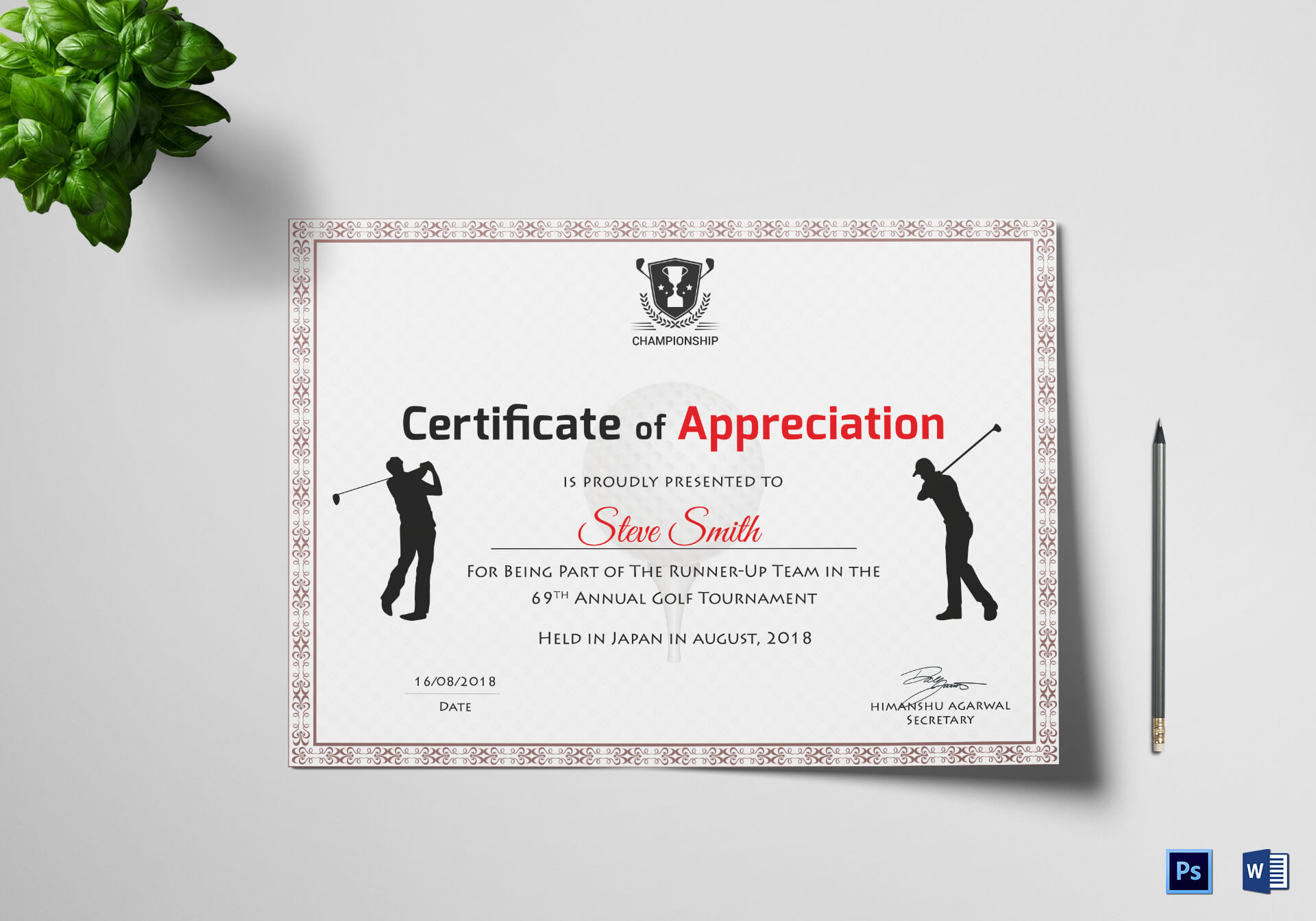 Golf Appreciation Certificate Template Pertaining To Golf Certificate Templates For Word