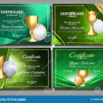 Golf Game Certificate Diploma With Golden Cup Set Vector With Regard To Golf Certificate Template Free