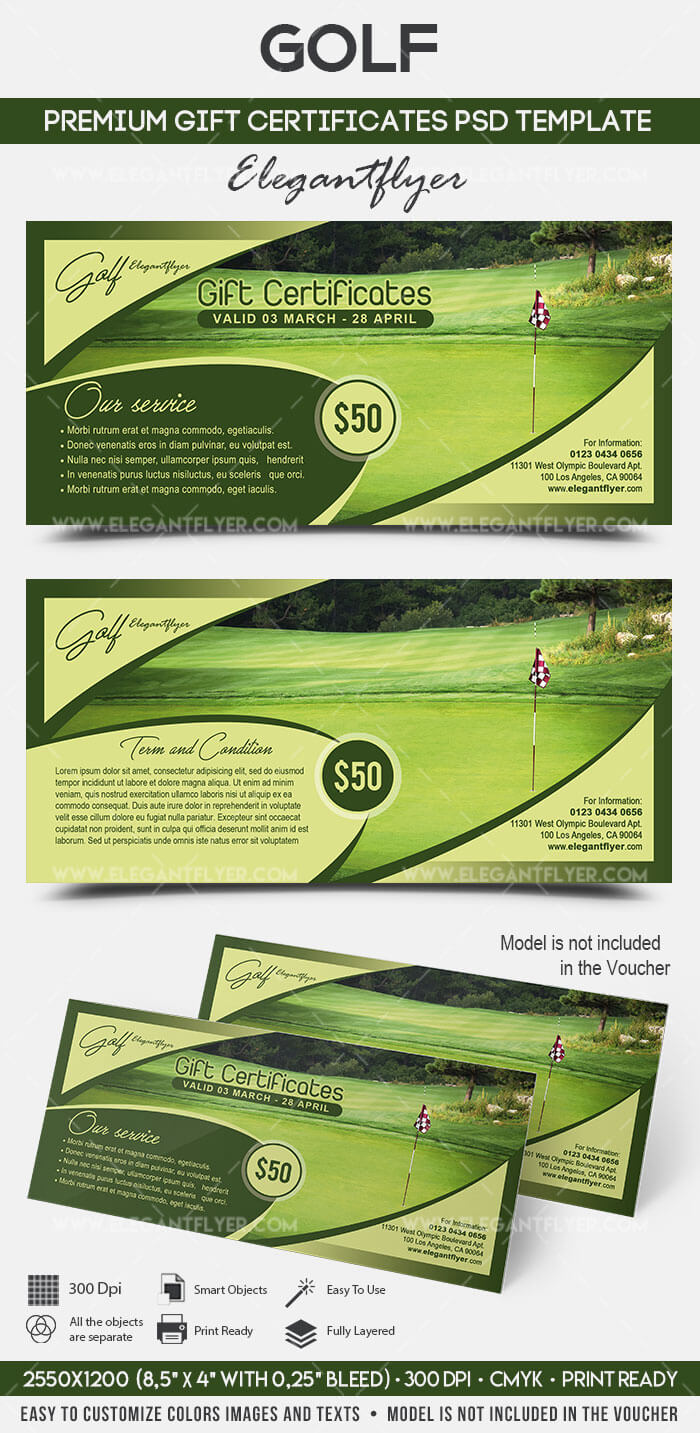 Golf – Premium Gift Certificate Psd Template Pertaining To Golf Gift Certificate Template