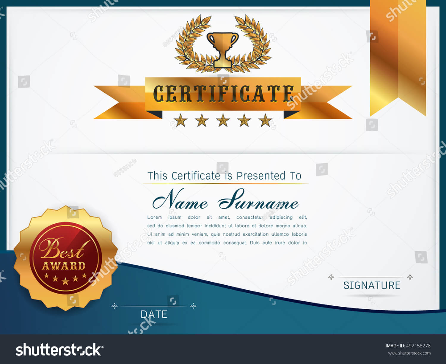 Graceful Certificate Template Luxury Modern Pattern Stock Pertaining To Qualification Certificate Template