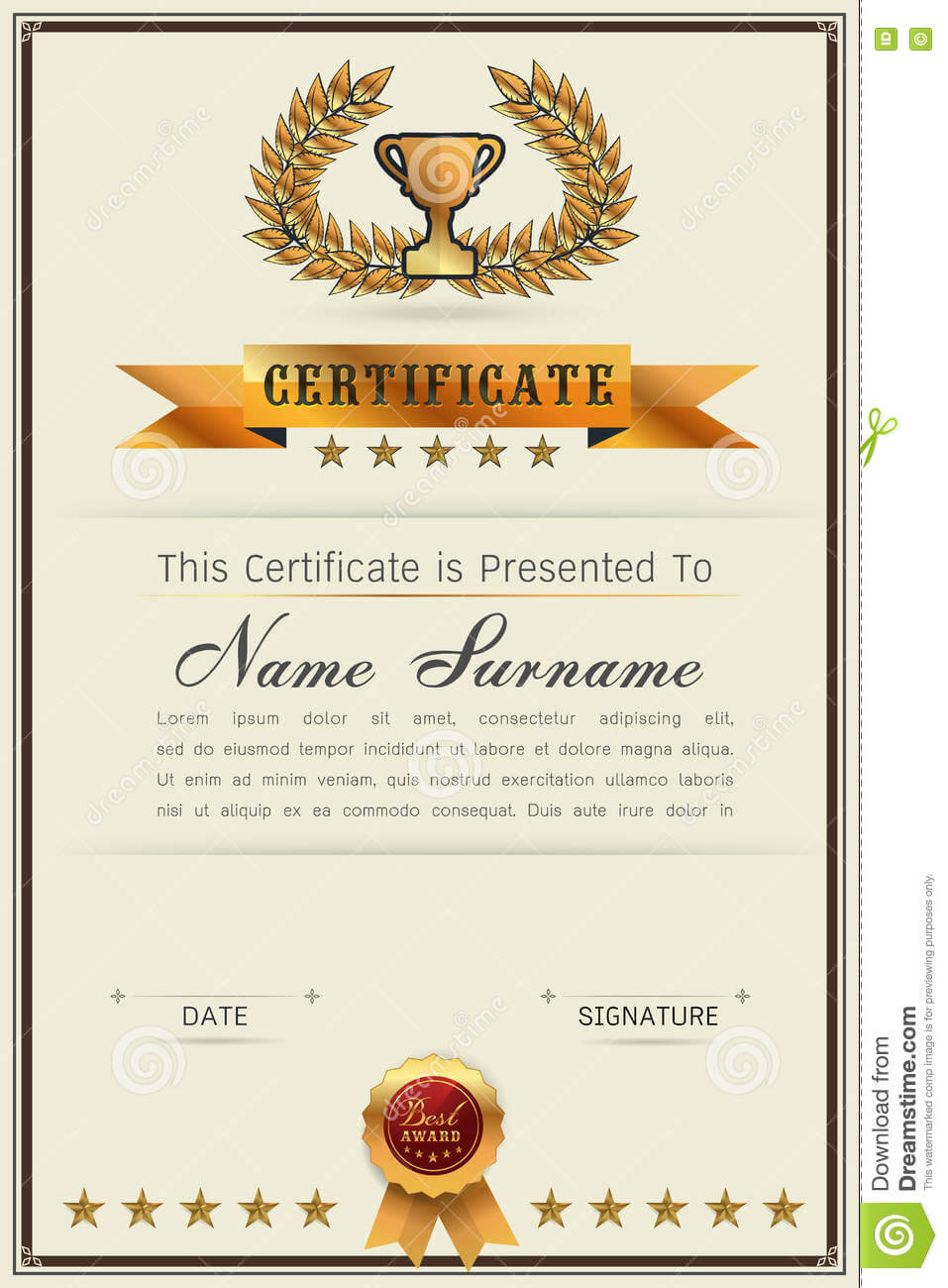 Graceful Certificate Template Stock Vector – Illustration Of With Regard To Qualification Certificate Template