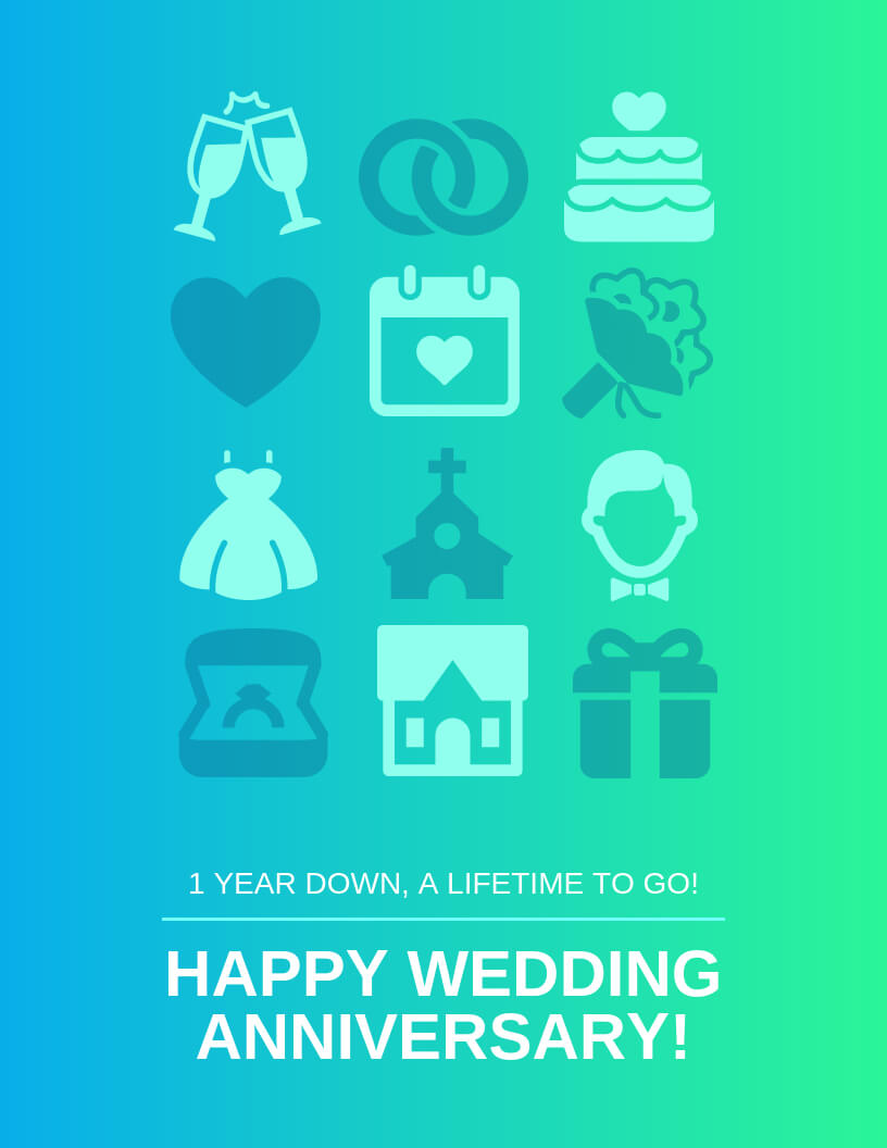 Gradient Wedding Anniversary Card Template In Template For Anniversary Card