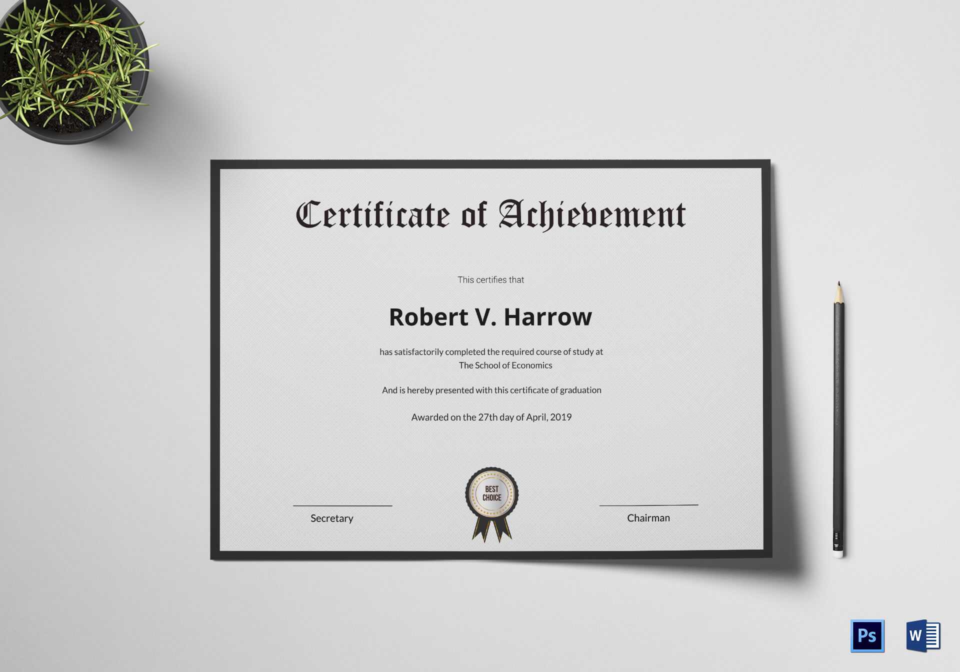 Graduation Achievement Certificate Template With Graduation Certificate 