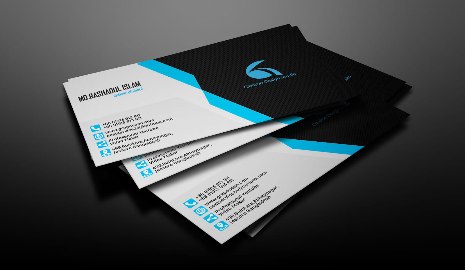 Grapocean: Business Card Design  Photoshop Tutorial Within Visiting Card Templates For Photoshop