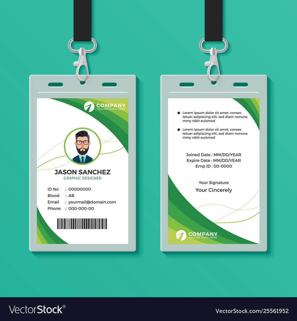 Green Graphic Id Card Design Template Regarding Company Id Card Design Template
