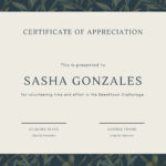 Green Olive Tree Leaves Volunteer Appreciation Certificate In Volunteer Certificate Template