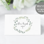Greenery Wedding Place Card Template, Try Before You Buy, Wedding Seating  Table Number Cards, Printable Placecards, Escort Cards, Minimalist Intended For Table Number Cards Template