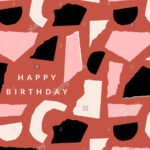 Greeting Card Template With Paper Cut Shapes In Black Within Birthday Card Collage Template