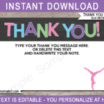 Gymnastics Party Thank You Cards Template For Thank You Note Cards Template