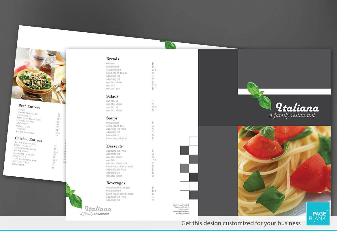Half Fold Brochure Template For Italian Restaurant. Order For Half Page Brochure Template