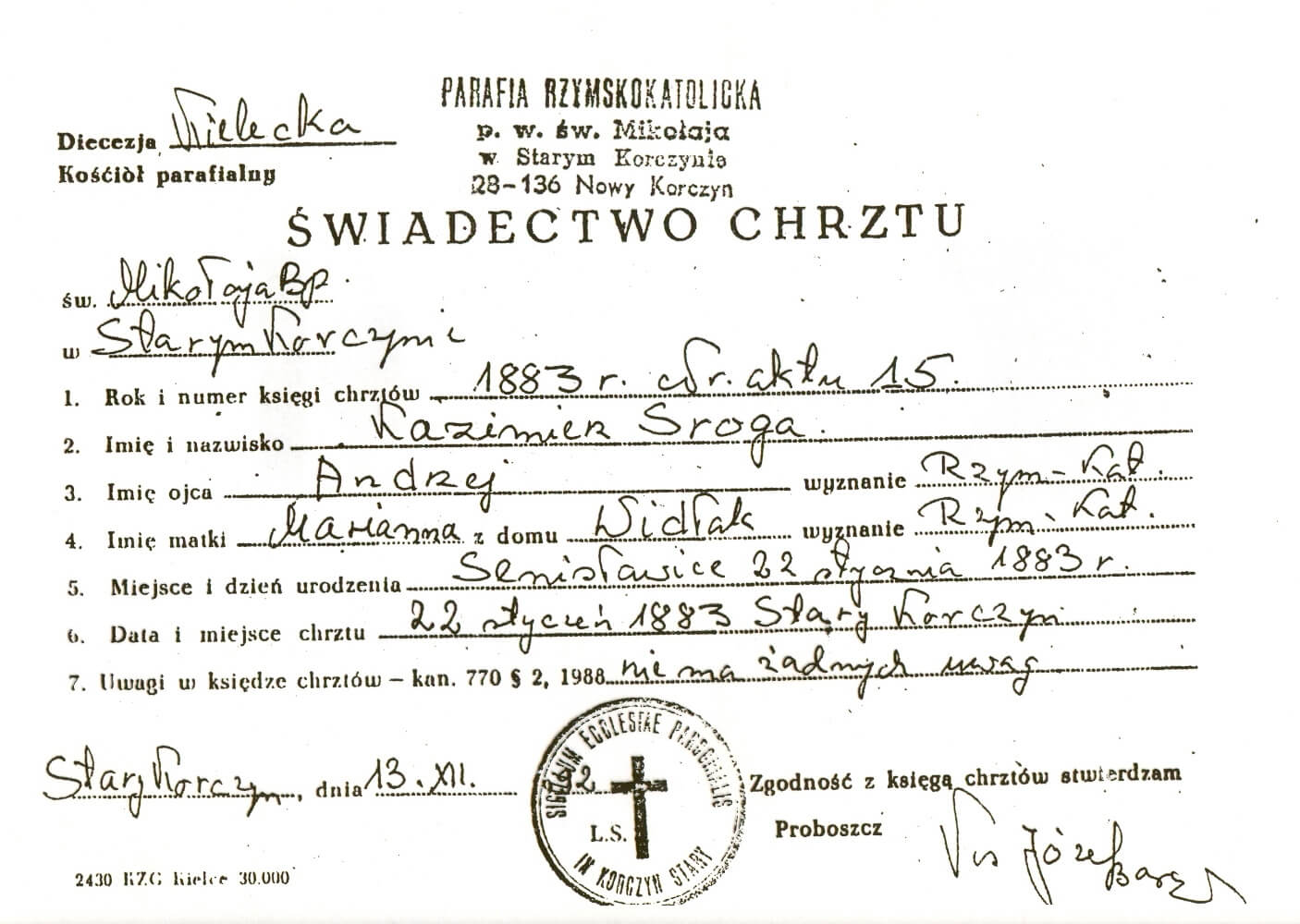 Halgal: Genealogy Of Halychyna/eastern Galicia Inside Roman Catholic Baptism Certificate Template