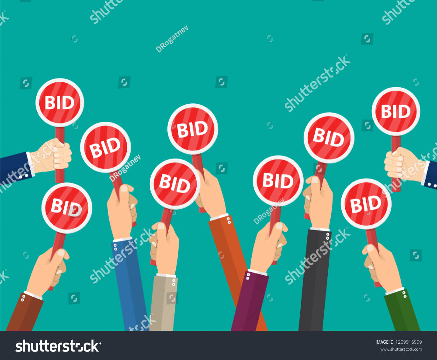 Hand Hold Paddle Bid Auction Meeting Stock Illustration Inside Auction Bid Cards Template