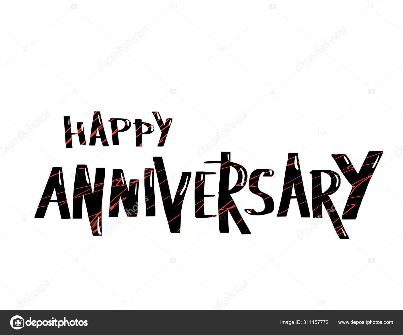 Happy Anniversary Text. Vector Word With Decor. — Stock For Word Anniversary Card Template