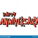 Happy Anniversary Text. Vector Word With Decor Stock Vector With Word Anniversary Card Template