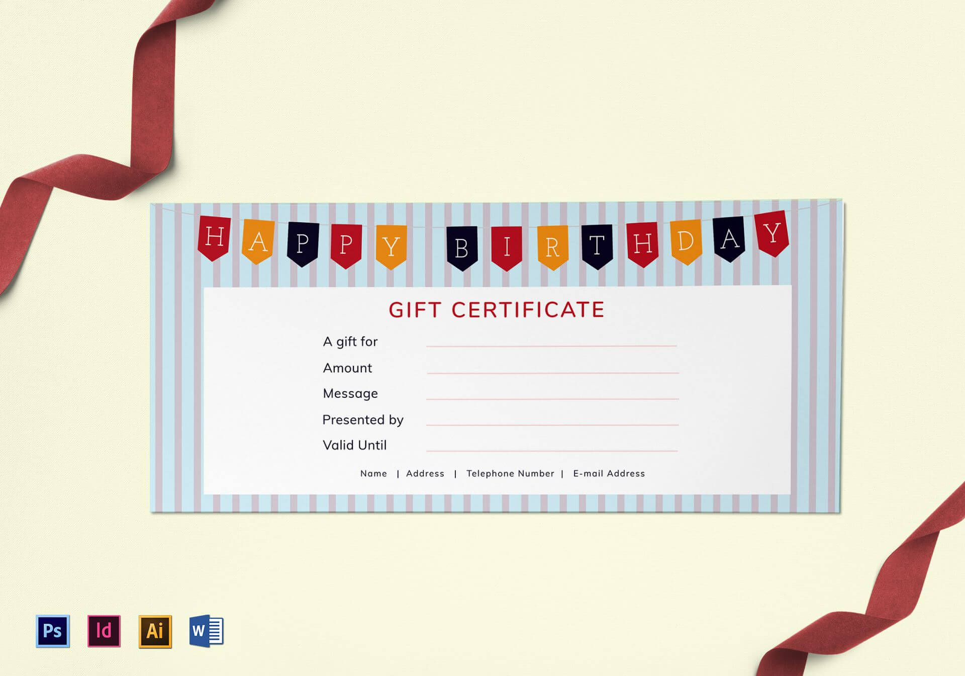 Happy Birthday Gift Certificate Template With Gift Certificate Template Indesign
