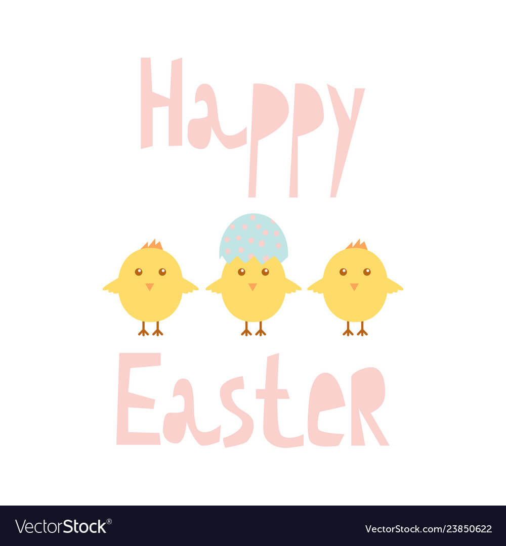 Happy Easter Greeting Card Template With Chicks With Regard To Easter Chick Card Template