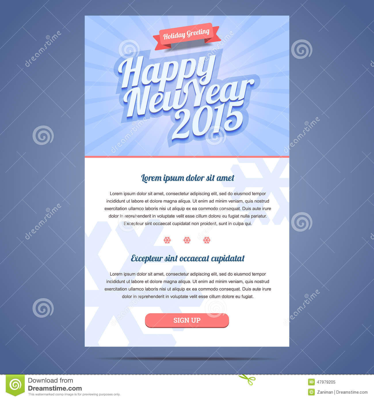 Happy New Year Holiday Greeting Email Template Stock Vector Within Holiday Card Email Template