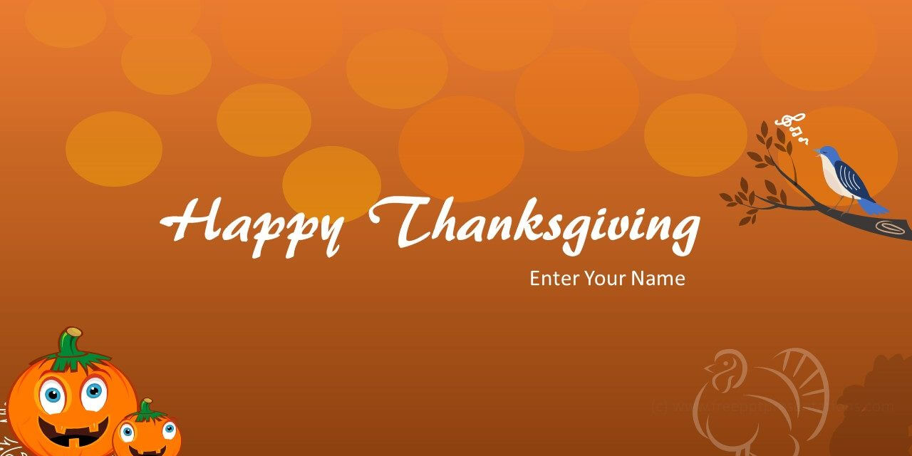 Happy Thanksgiving Greeting Card For Powerpoint | Download With Regard To Greeting Card Template Powerpoint